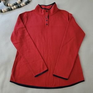 St Johns Bay Womens Sweater Sz S  Red 1/4 Zip Long Sleeve Solid Pullover